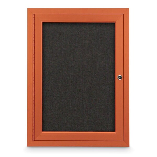 Slim Enclosed Corkboard, 11"x13-1/2", Black Alum Frame/Amethyst